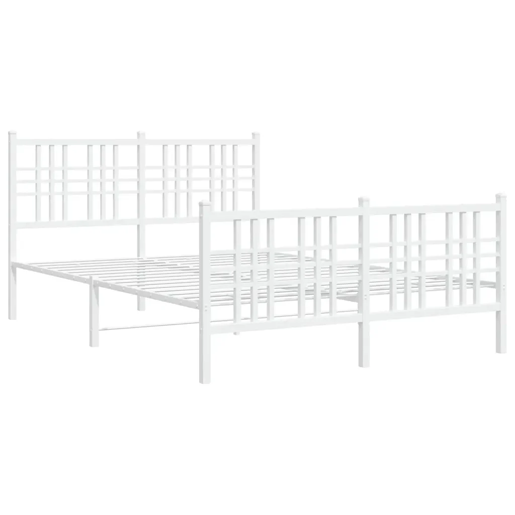 Letto matrimoniale | Letto per adulti | Giroletto con Testiera e Pediera Metallo Bianco 120x190 cm - Image 3
