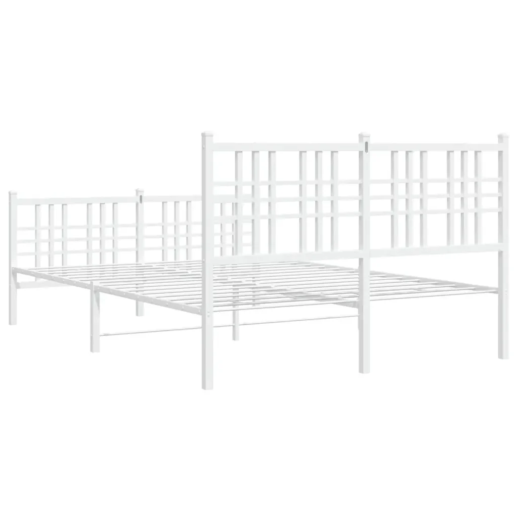 Letto matrimoniale | Letto per adulti | Giroletto con Testiera e Pediera Metallo Bianco 120x190 cm - Image 6