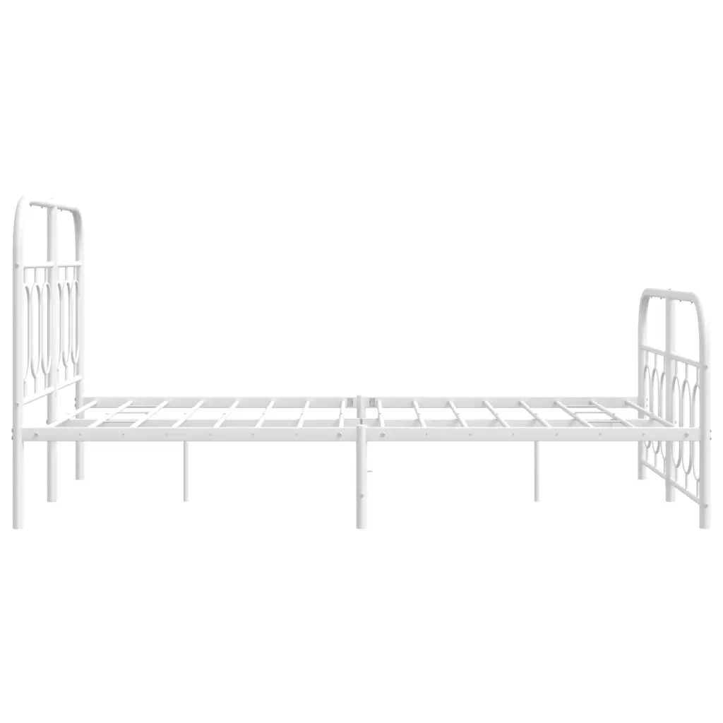Letto matrimoniale | Letto per adulti | Giroletto con Testiera e Pediera Metallo Bianco 120x190 cm - Image 5
