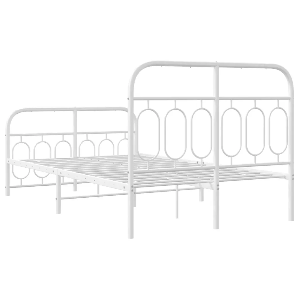 Letto matrimoniale | Letto per adulti | Giroletto con Testiera e Pediera Metallo Bianco 120x190 cm - Image 6