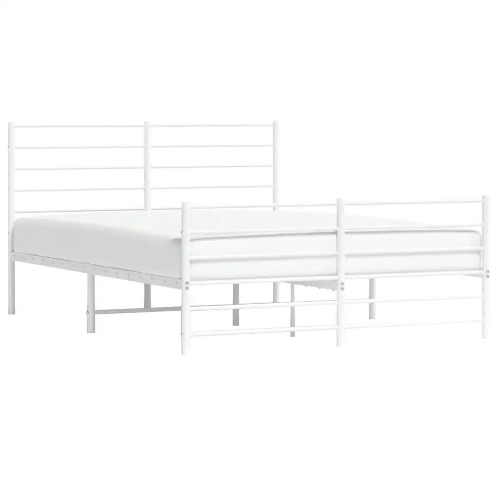 Letto matrimoniale | Letto per adulti | Giroletto con Testiera e Pediera Metallo Bianco 120x190 cm - Image 5