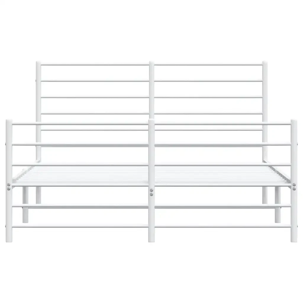 Letto matrimoniale | Letto per adulti | Giroletto con Testiera e Pediera Metallo Bianco 120x190 cm - Image 6
