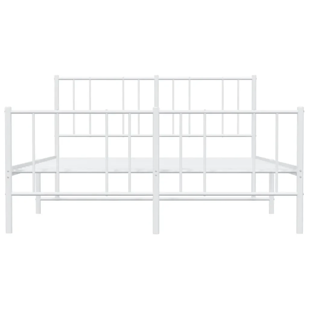Letto matrimoniale | Letto per adulti | Giroletto con Testiera e Pediera Metallo Bianco 120x190 cm - Image 6