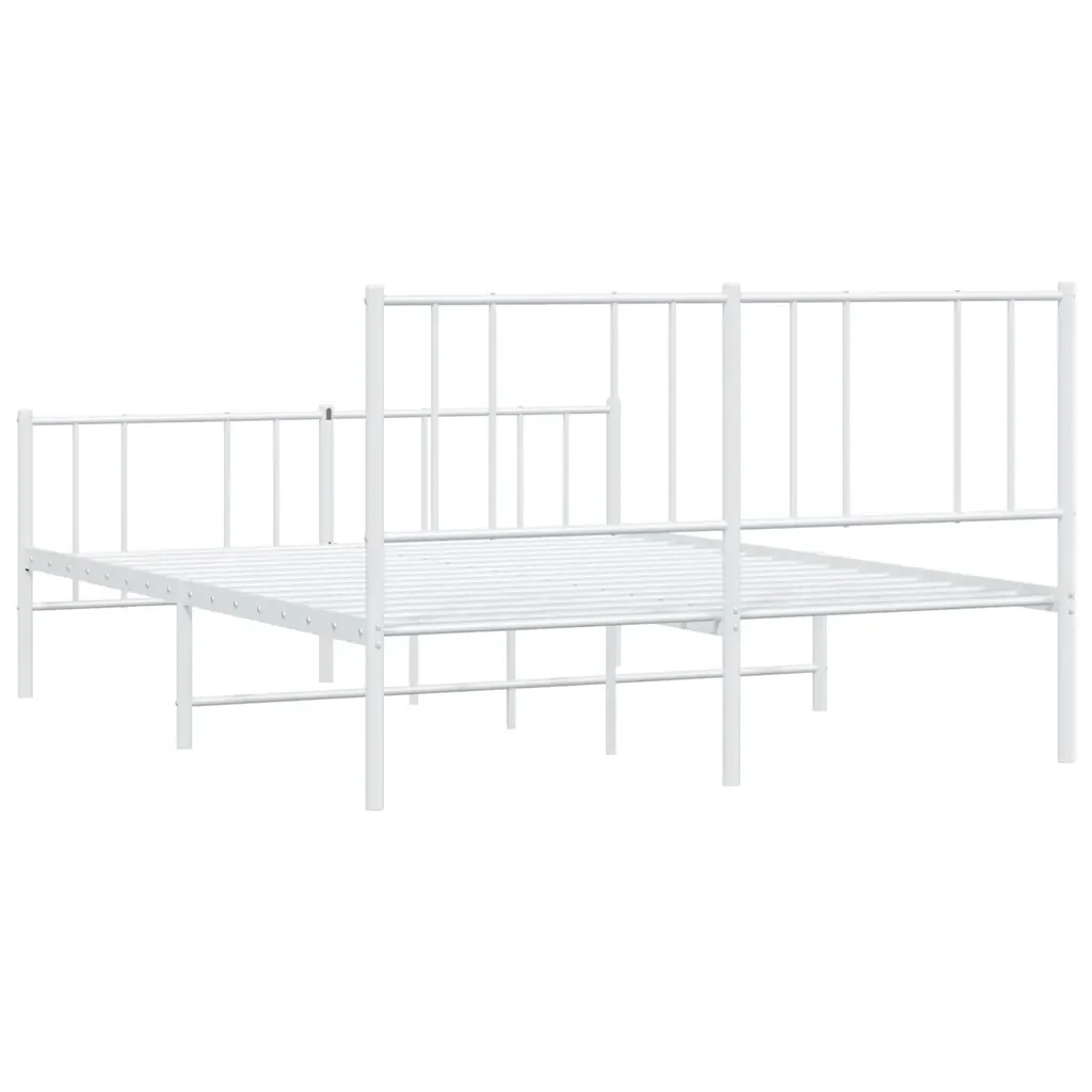 Letto matrimoniale | Letto per adulti | Giroletto con Testiera e Pediera Metallo Bianco 120x190 cm - Image 8