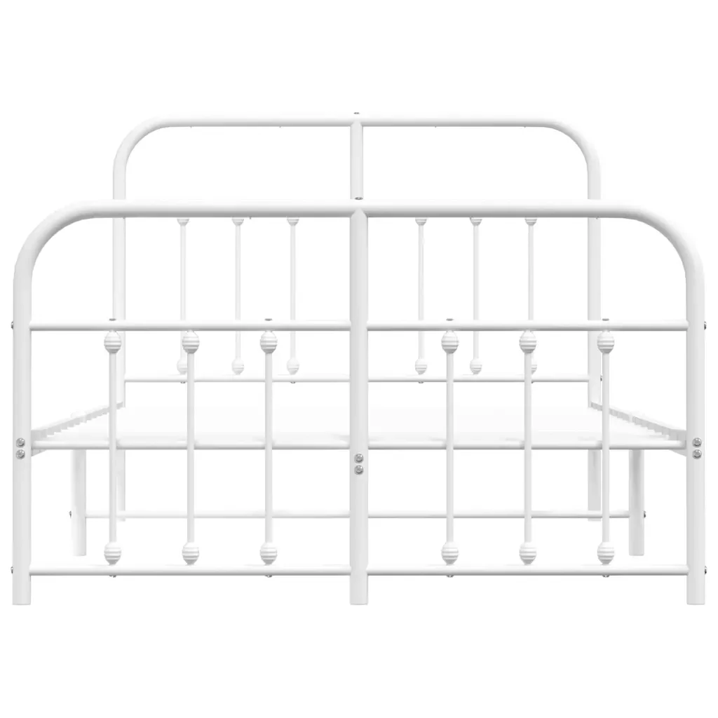 Letto matrimoniale | Letto per adulti | Giroletto con Testiera e Pediera Metallo Bianco 120x190 cm - Image 6