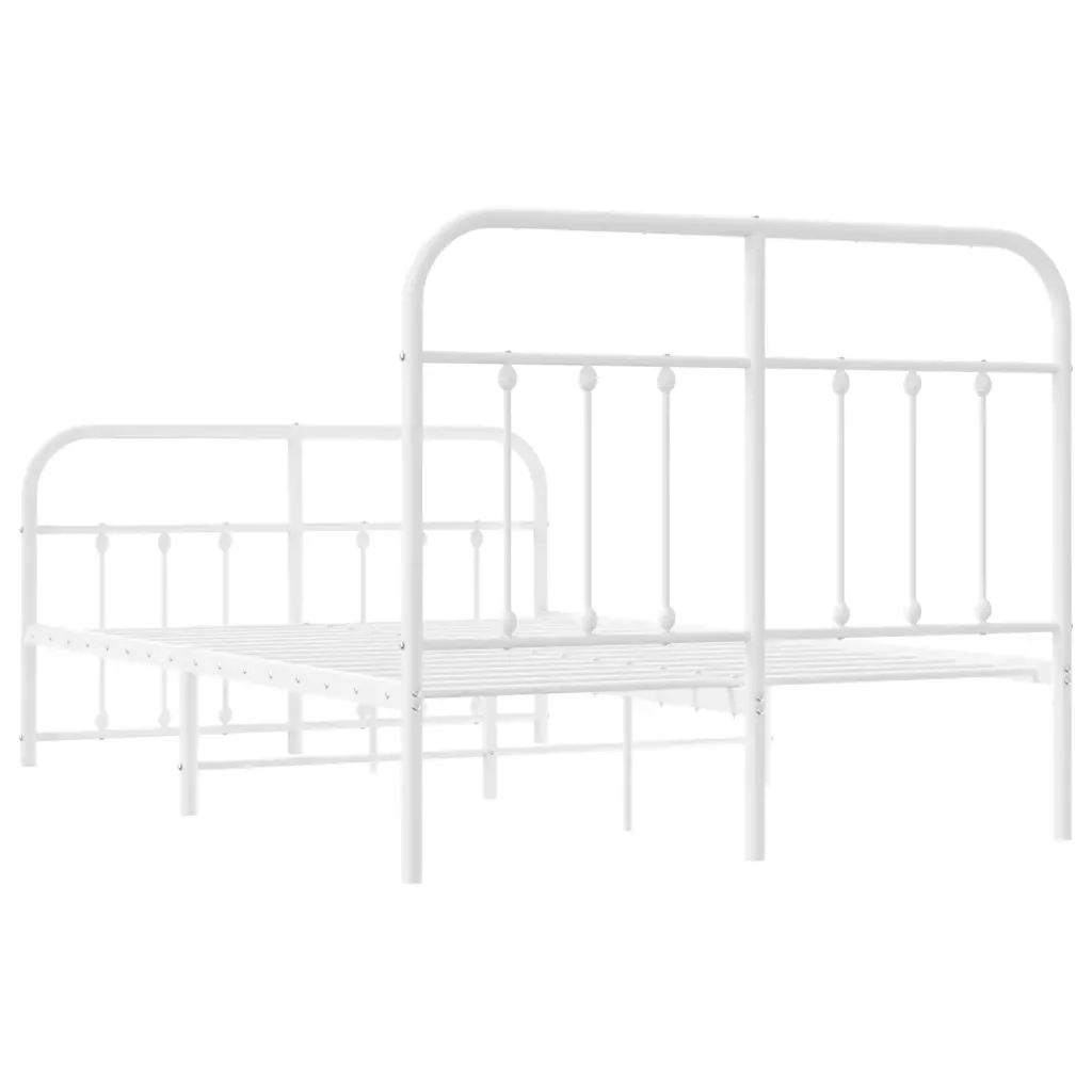 Letto matrimoniale | Letto per adulti | Giroletto con Testiera e Pediera Metallo Bianco 120x190 cm - Image 8