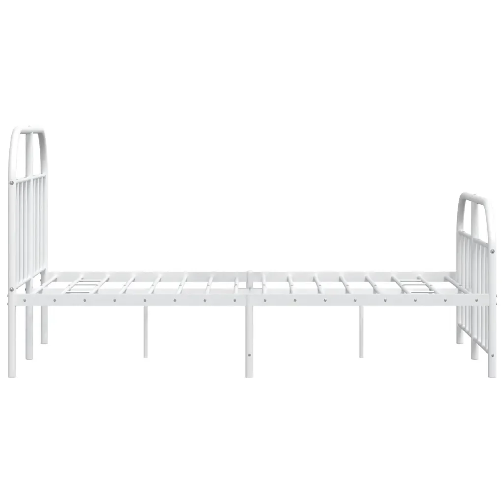 Letto matrimoniale | Letto per adulti | Giroletto con Testiera e Pediera Metallo Bianco 120x190 cm - Image 7