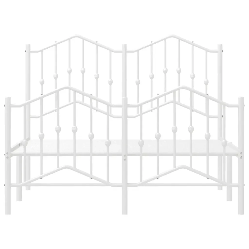 Letto matrimoniale | Letto per adulti | Giroletto con Testiera e Pediera Metallo Bianco 120x190 cm - Image 5