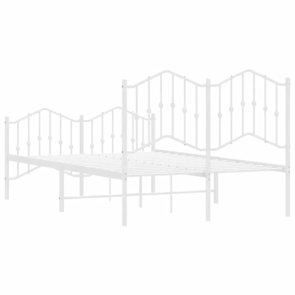 Letto matrimoniale | Letto per adulti | Giroletto con Testiera e Pediera Metallo Bianco 120x190 cm - Image 7