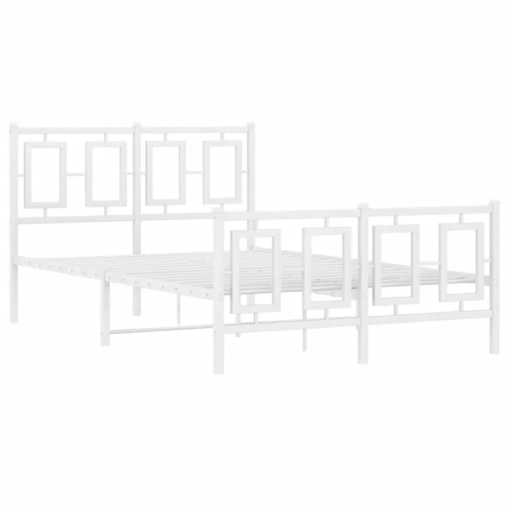 Letto matrimoniale | Letto per adulti | Giroletto con Testiera e Pediera Metallo Bianco 120x190 cm - Image 3