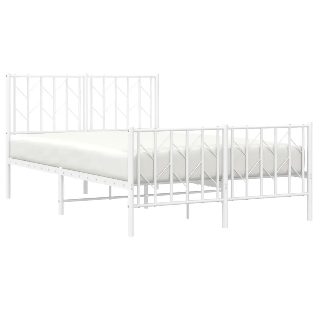 Letto matrimoniale | Letto per adulti | Giroletto con Testiera e Pediera Metallo Bianco 120x190 cm - Image 3