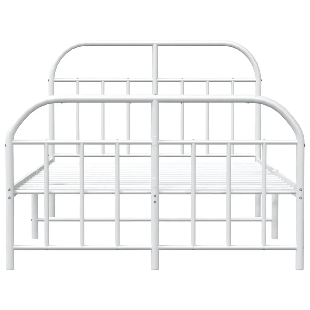Letto matrimoniale | Letto per adulti | Giroletto con Testiera e Pediera Metallo Bianco 120x200 cm - Image 6
