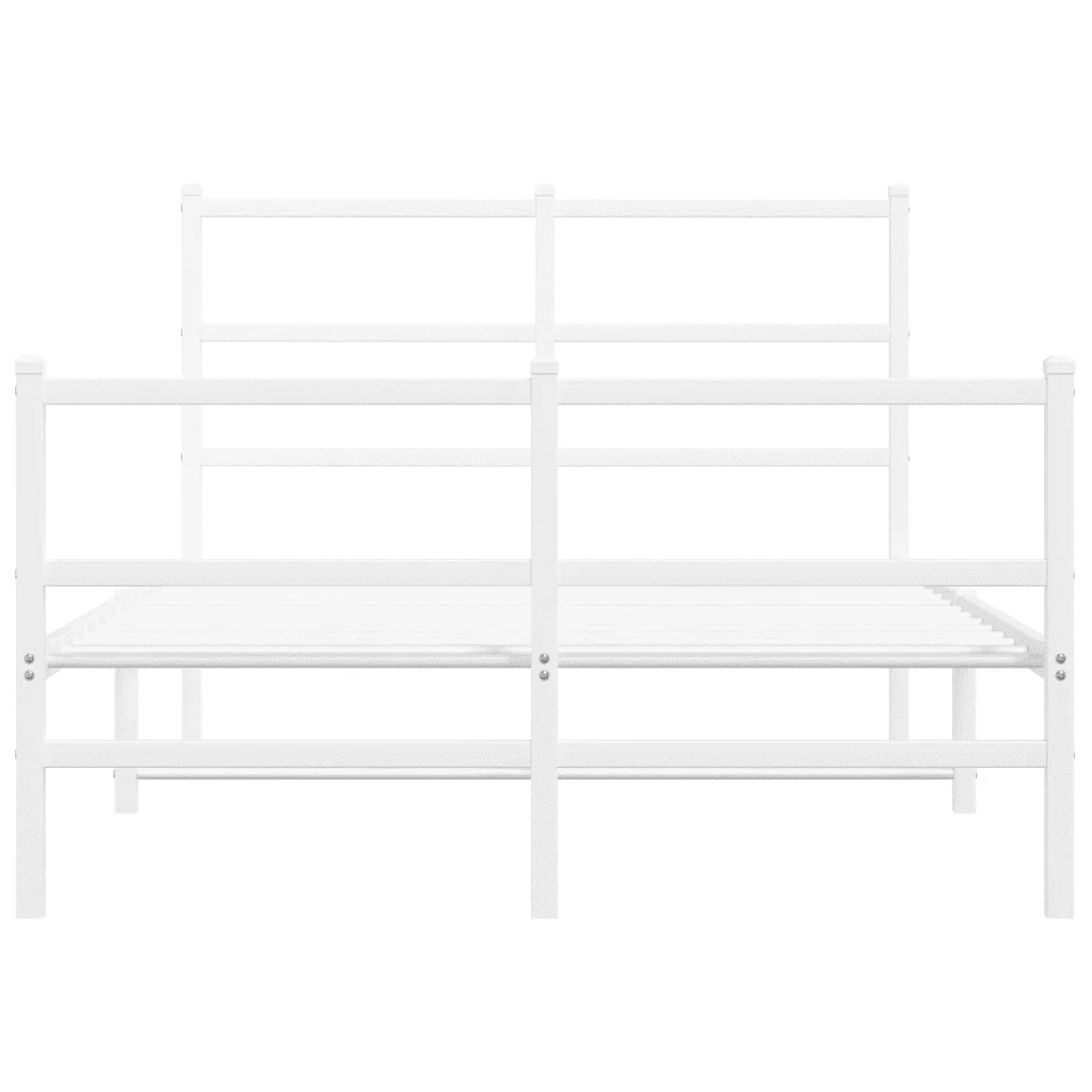 Letto matrimoniale | Letto per adulti | Giroletto con Testiera e Pediera Metallo Bianco 120x200 cm - Image 5