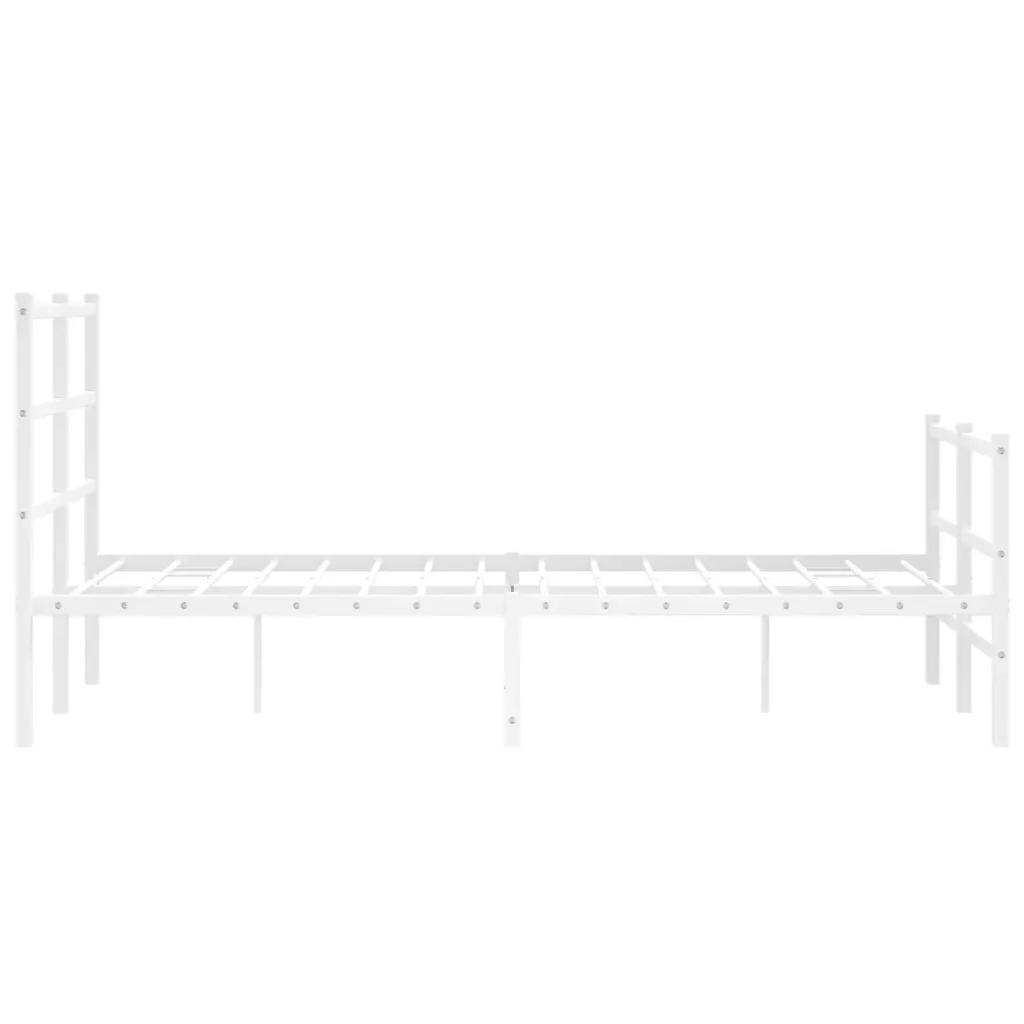 Letto matrimoniale | Letto per adulti | Giroletto con Testiera e Pediera Metallo Bianco 120x200 cm - Image 6