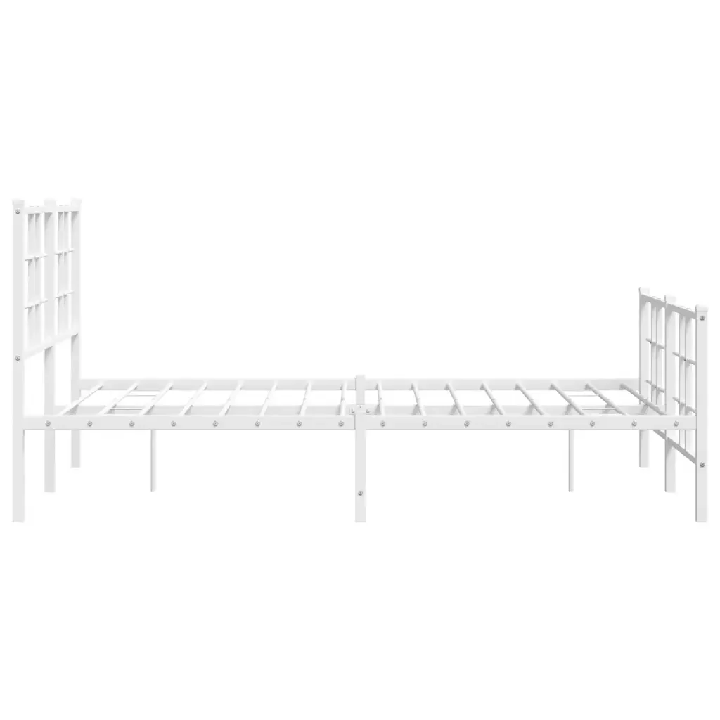 Letto matrimoniale | Letto per adulti | Giroletto con Testiera e Pediera Metallo Bianco 120x200 cm - Image 6