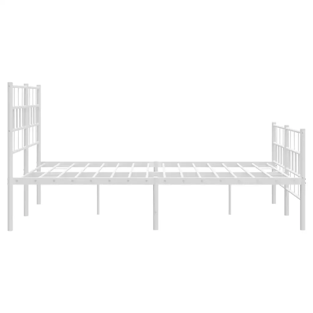 Letto matrimoniale | Letto per adulti | Giroletto con Testiera e Pediera Metallo Bianco 120x200 cm - Image 6