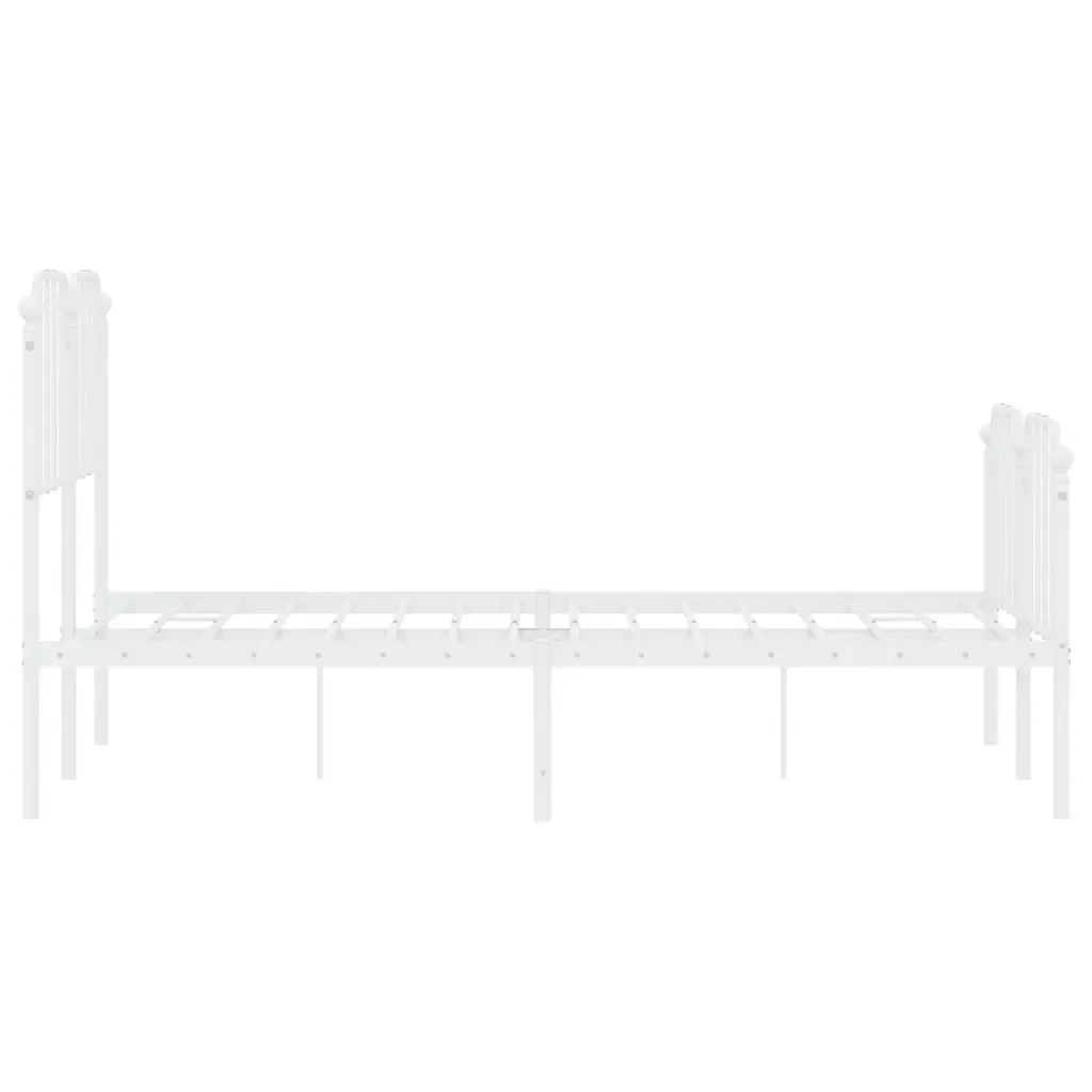 Letto matrimoniale | Letto per adulti | Giroletto con Testiera e Pediera Metallo Bianco 120x200 cm - Image 6