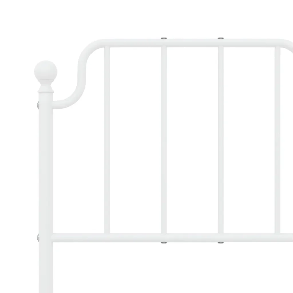 Letto matrimoniale | Letto per adulti | Giroletto con Testiera e Pediera Metallo Bianco 120x200 cm - Image 8