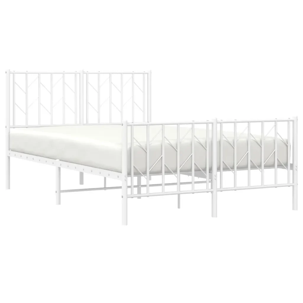 Letto matrimoniale | Letto per adulti | Giroletto con Testiera e Pediera Metallo Bianco 120x200 cm - Image 3