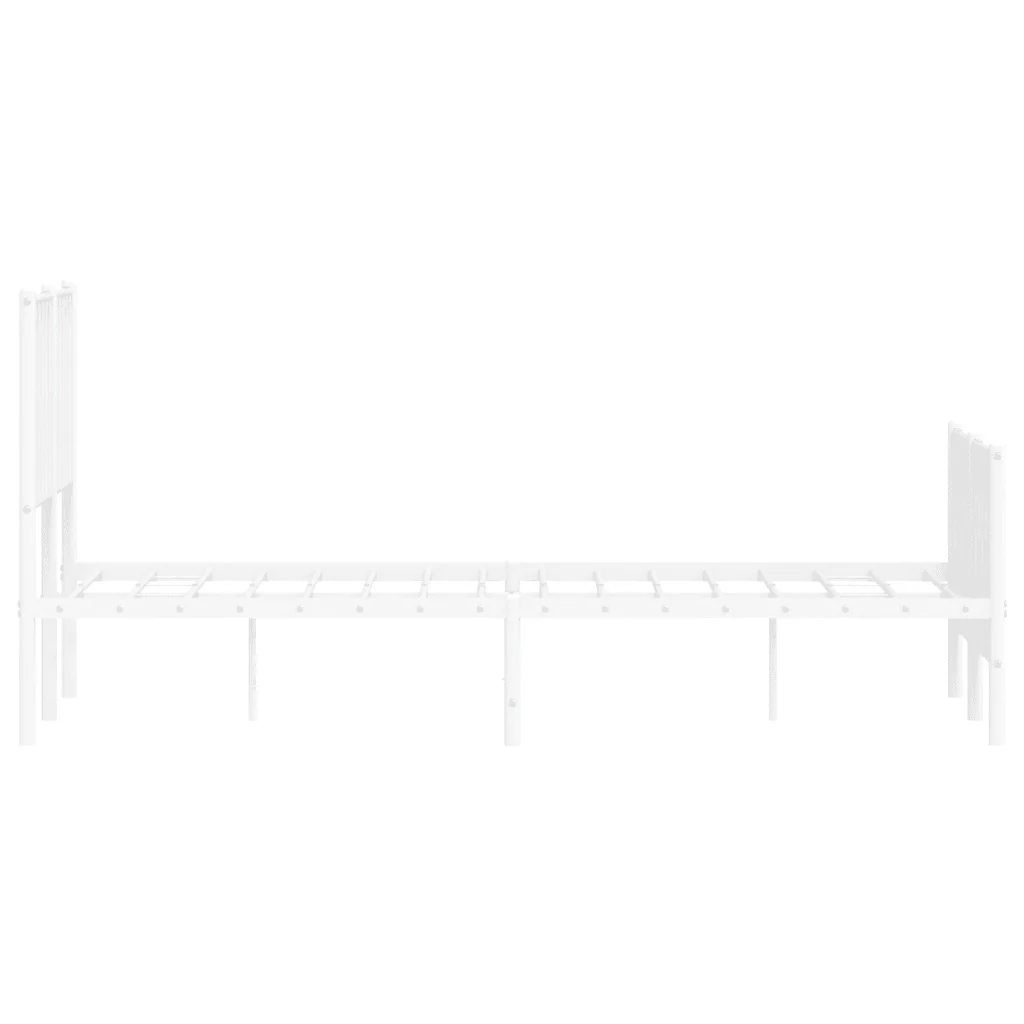 Letto matrimoniale | Letto per adulti | Giroletto con Testiera e Pediera Metallo Bianco 120x200 cm - Image 6