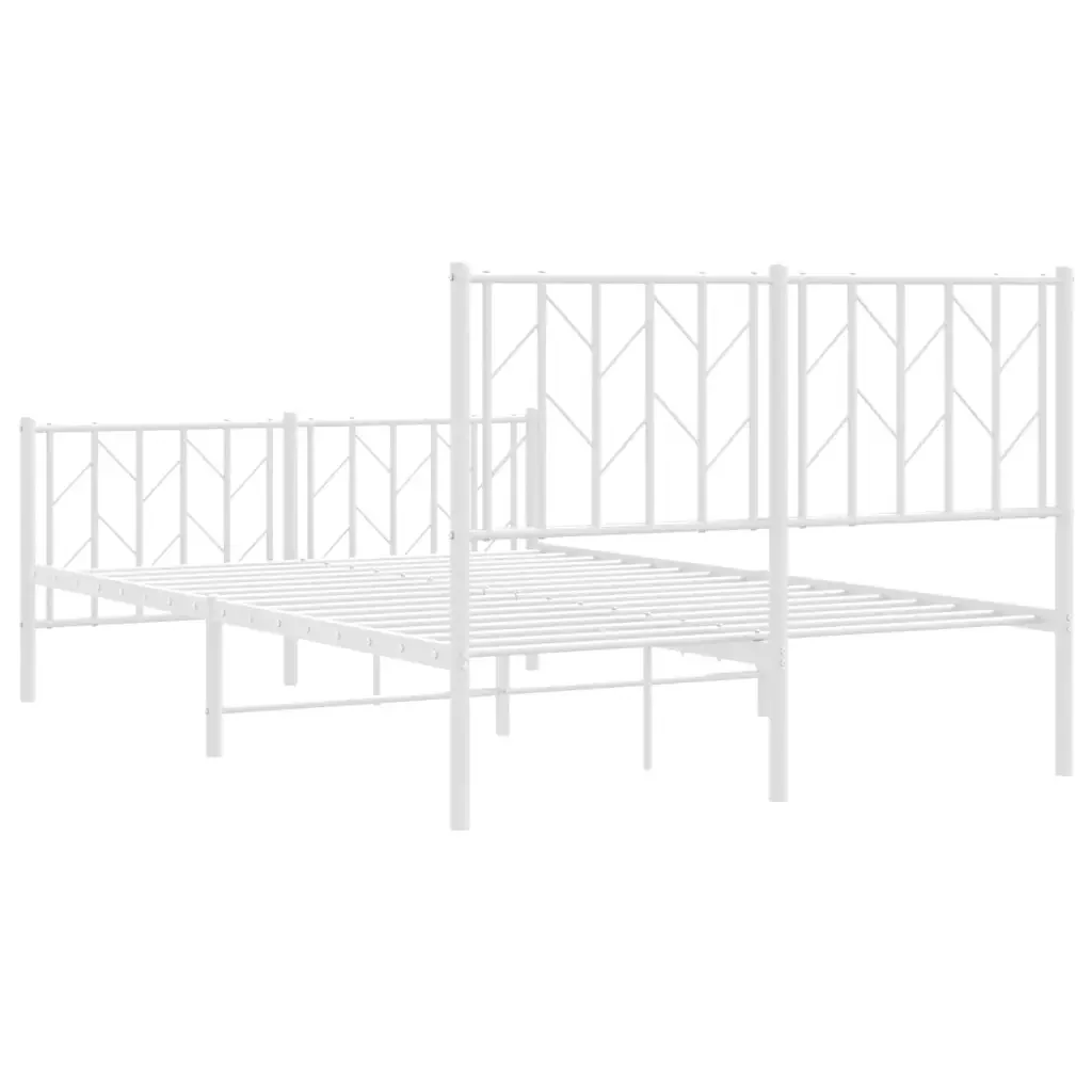 Letto matrimoniale | Letto per adulti | Giroletto con Testiera e Pediera Metallo Bianco 120x200 cm - Image 7