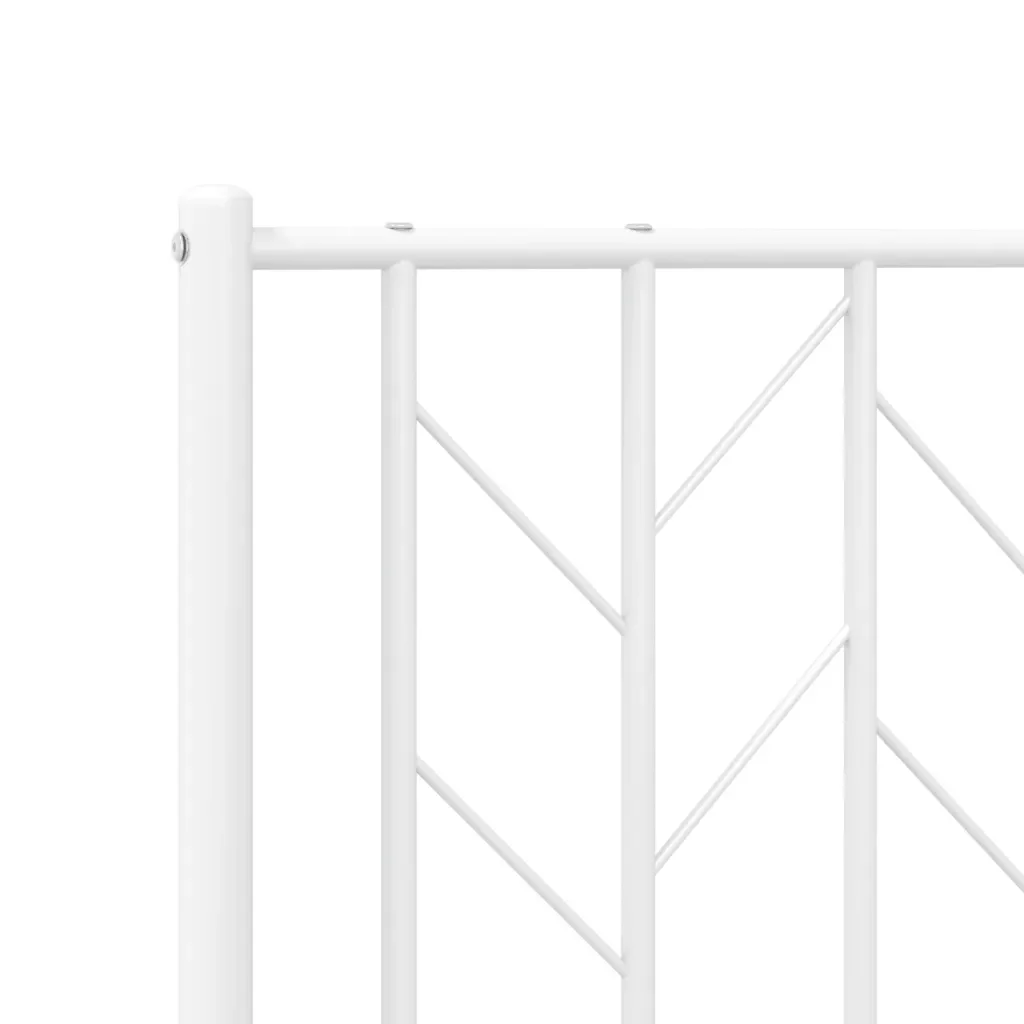 Letto matrimoniale | Letto per adulti | Giroletto con Testiera e Pediera Metallo Bianco 120x200 cm - Image 8