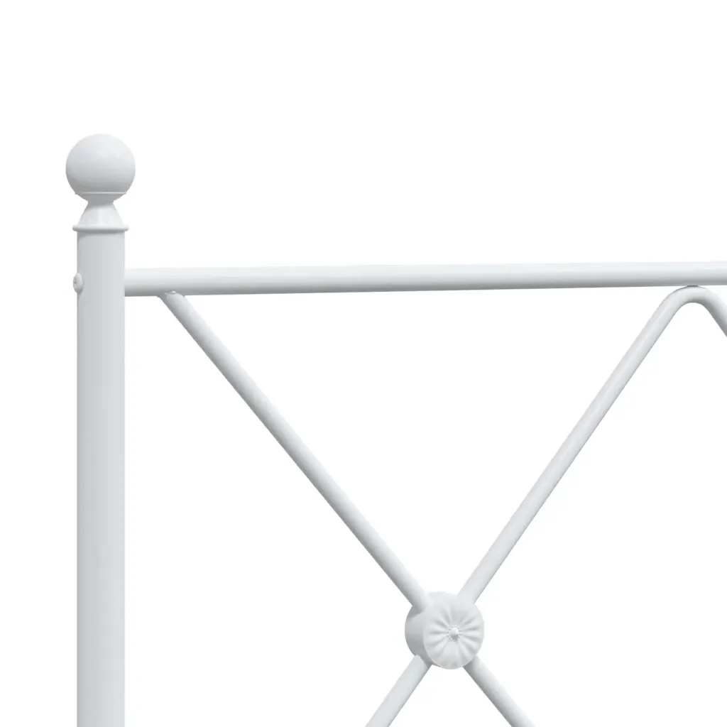 Letto matrimoniale | Letto per adulti | Giroletto con Testiera e Pediera Metallo Bianco 120x200 cm - Image 7