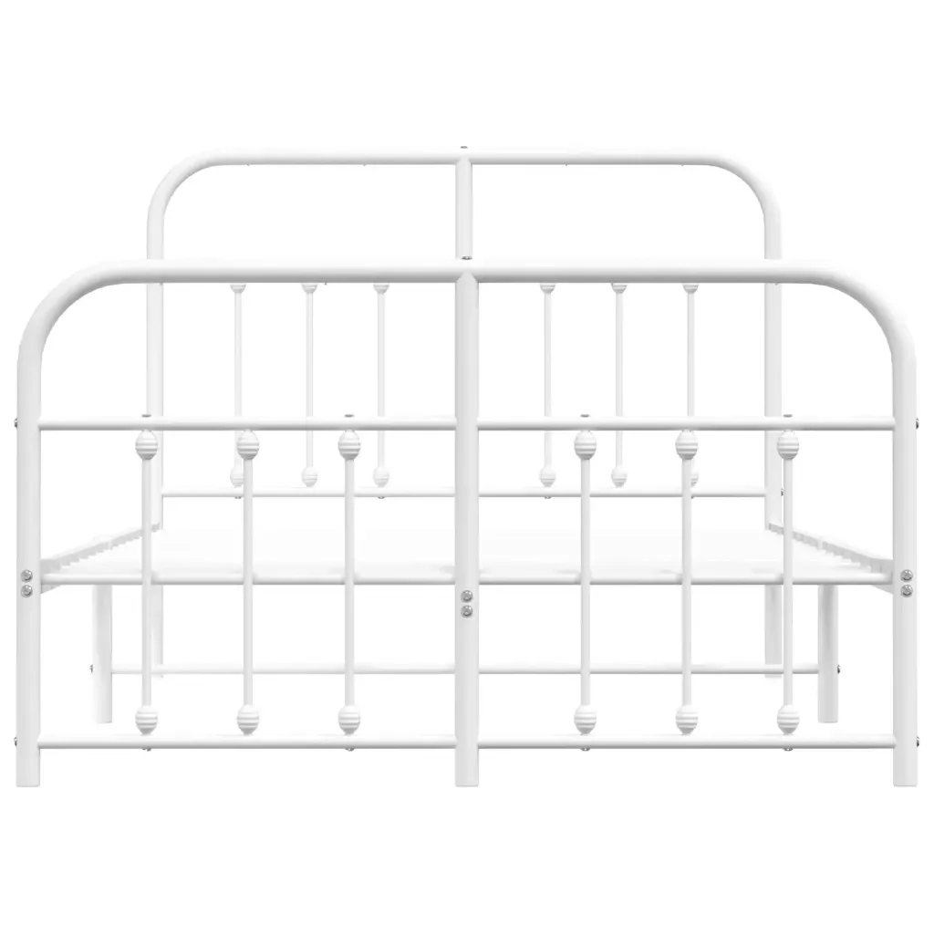 Letto matrimoniale | Letto per adulti | Giroletto con Testiera e Pediera Metallo Bianco 120x200 cm - Image 6
