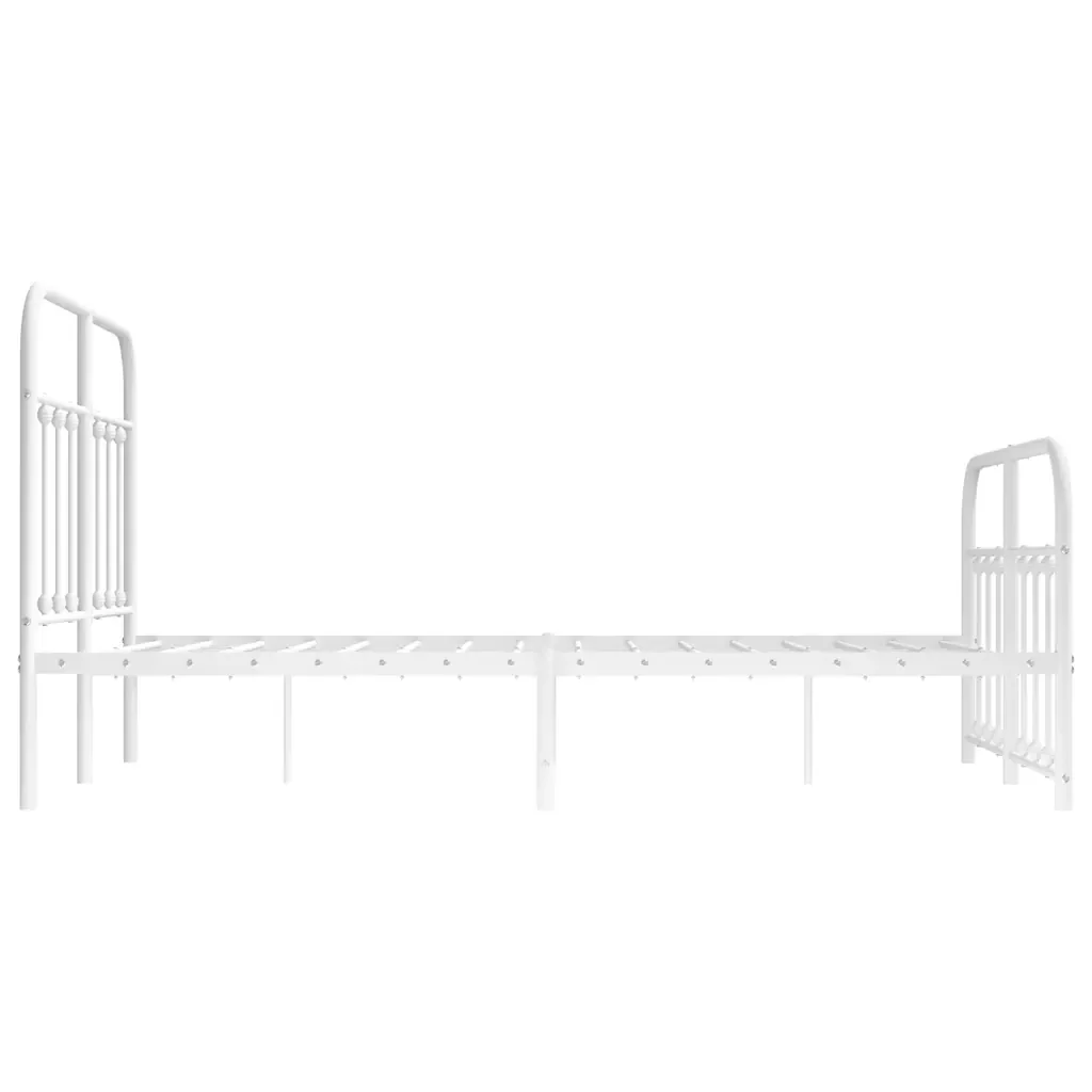 Letto matrimoniale | Letto per adulti | Giroletto con Testiera e Pediera Metallo Bianco 120x200 cm - Image 7