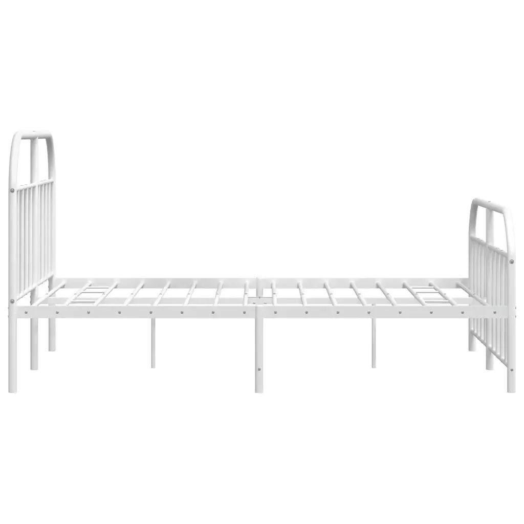 Letto matrimoniale | Letto per adulti | Giroletto con Testiera e Pediera Metallo Bianco 135x190 cm - Image 7