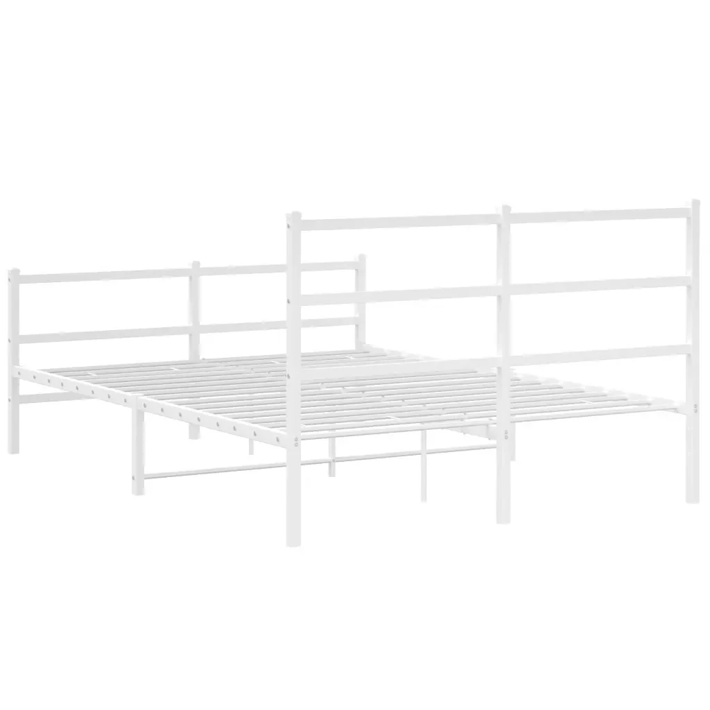 Letto matrimoniale | Letto per adulti | Giroletto con Testiera e Pediera Metallo Bianco 135x190 cm - Image 7