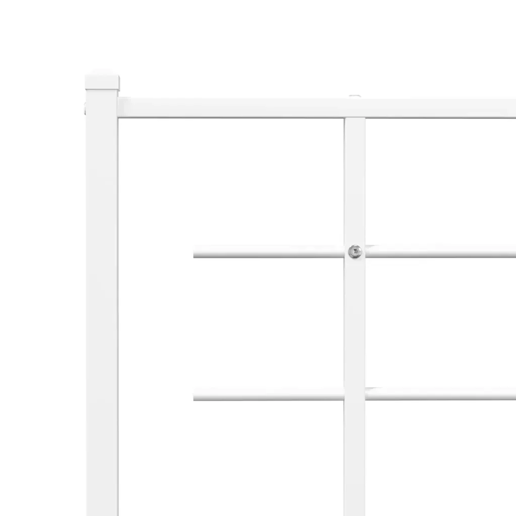 Letto matrimoniale | Letto per adulti | Giroletto con Testiera e Pediera Metallo Bianco 135x190 cm - Image 8
