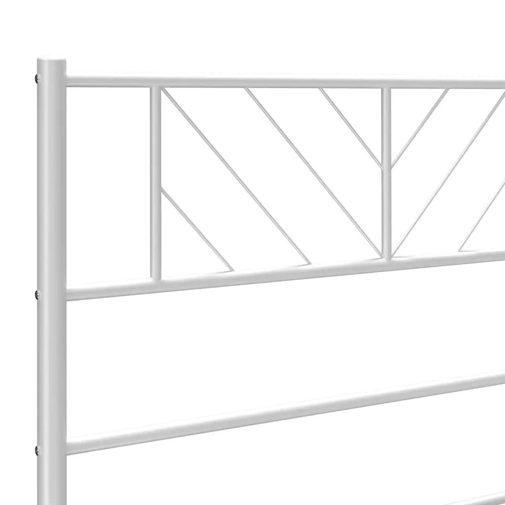 Letto matrimoniale | Letto per adulti | Giroletto con Testiera e Pediera Metallo Bianco 135x190 cm - Image 9