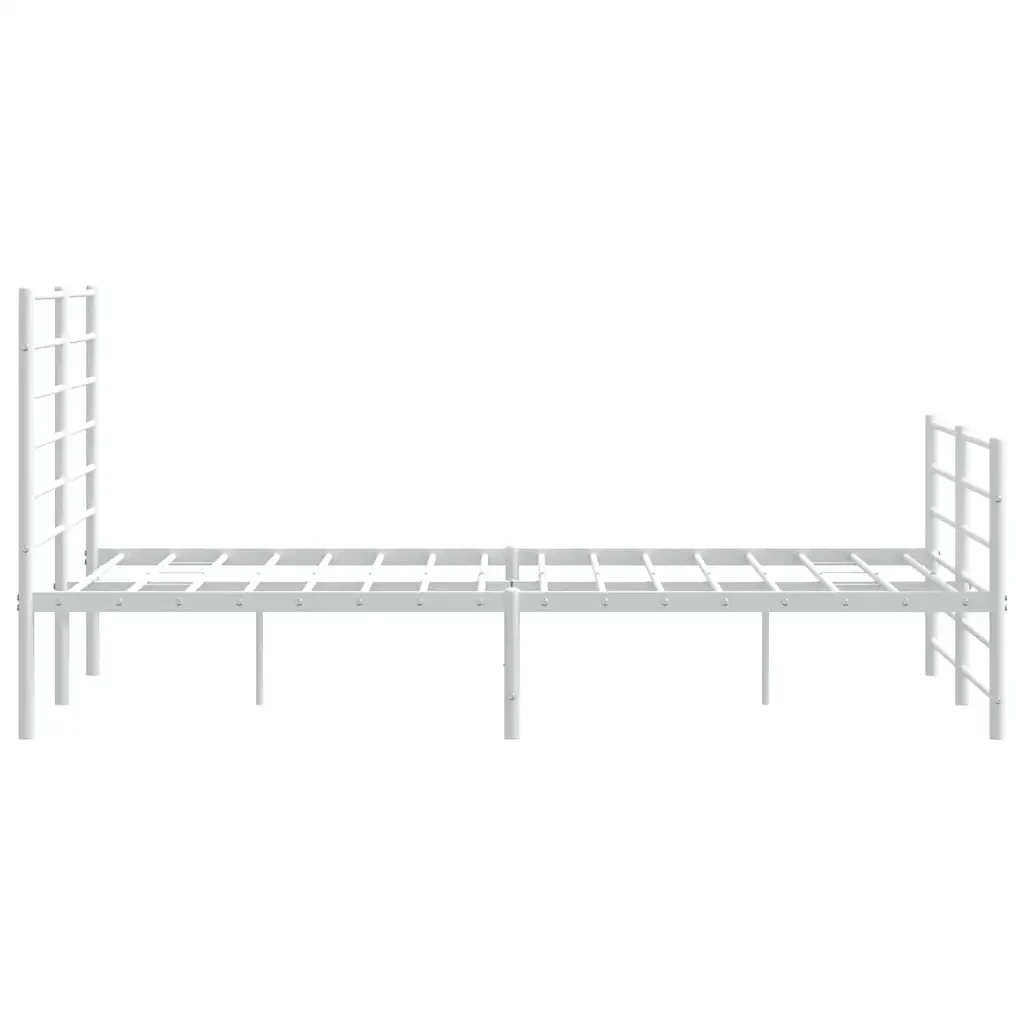 Letto matrimoniale | Letto per adulti | Giroletto con Testiera e Pediera Metallo Bianco 135x190 cm - Image 7