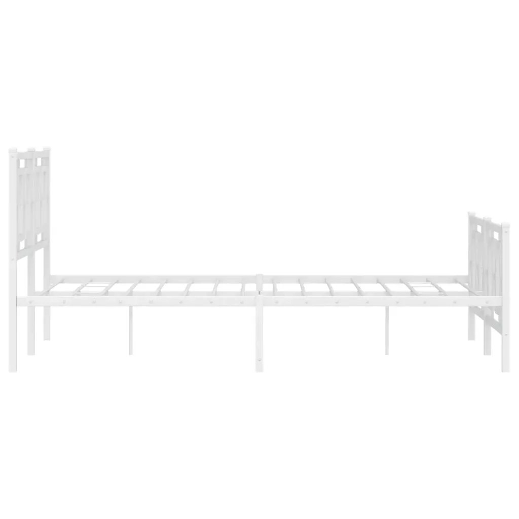 Letto matrimoniale | Letto per adulti | Giroletto con Testiera e Pediera Metallo Bianco 135x190 cm - Image 6