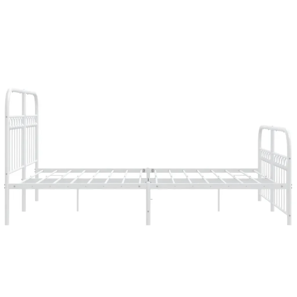 Letto matrimoniale | Letto per adulti | Giroletto con Testiera e Pediera Metallo Bianco 137x190 cm - Image 5