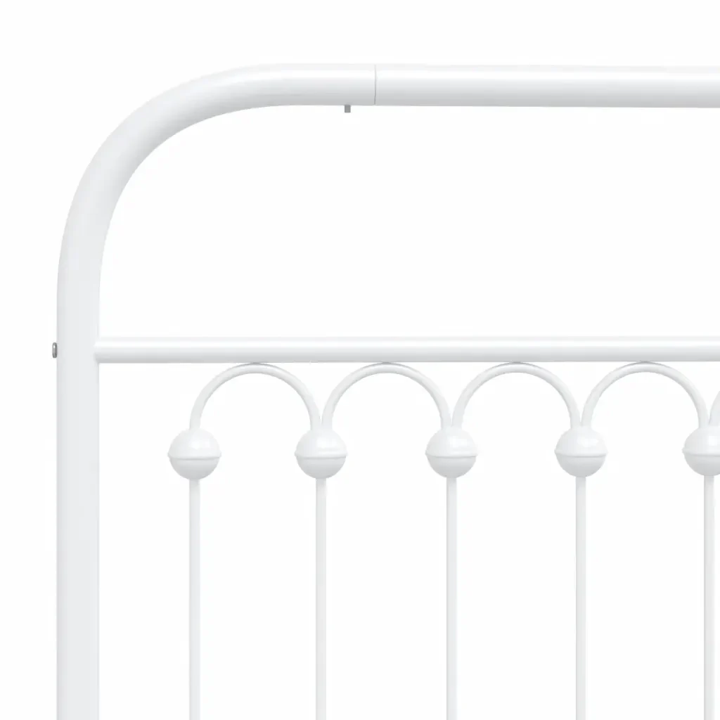 Letto matrimoniale | Letto per adulti | Giroletto con Testiera e Pediera Metallo Bianco 137x190 cm - Image 7