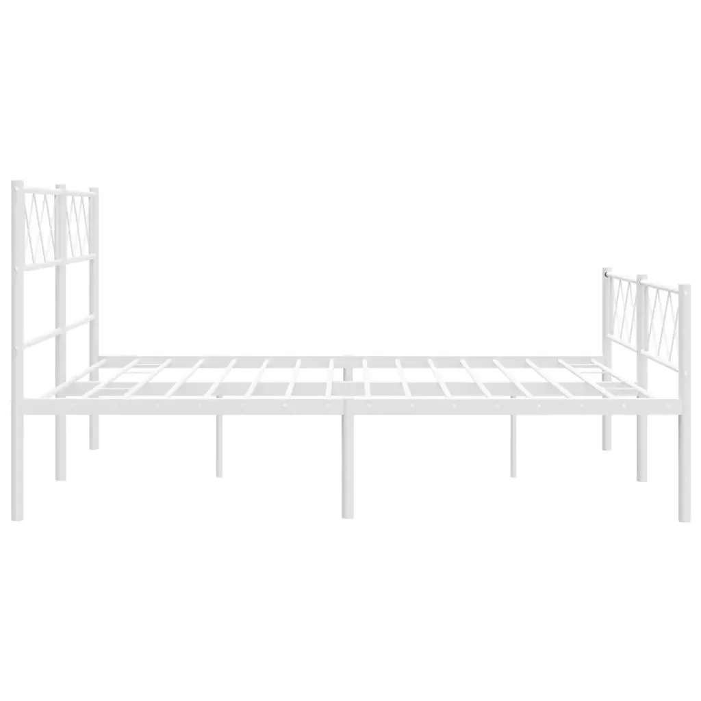Letto matrimoniale | Letto per adulti | Giroletto con Testiera e Pediera Metallo Bianco 140x190 cm - Image 6