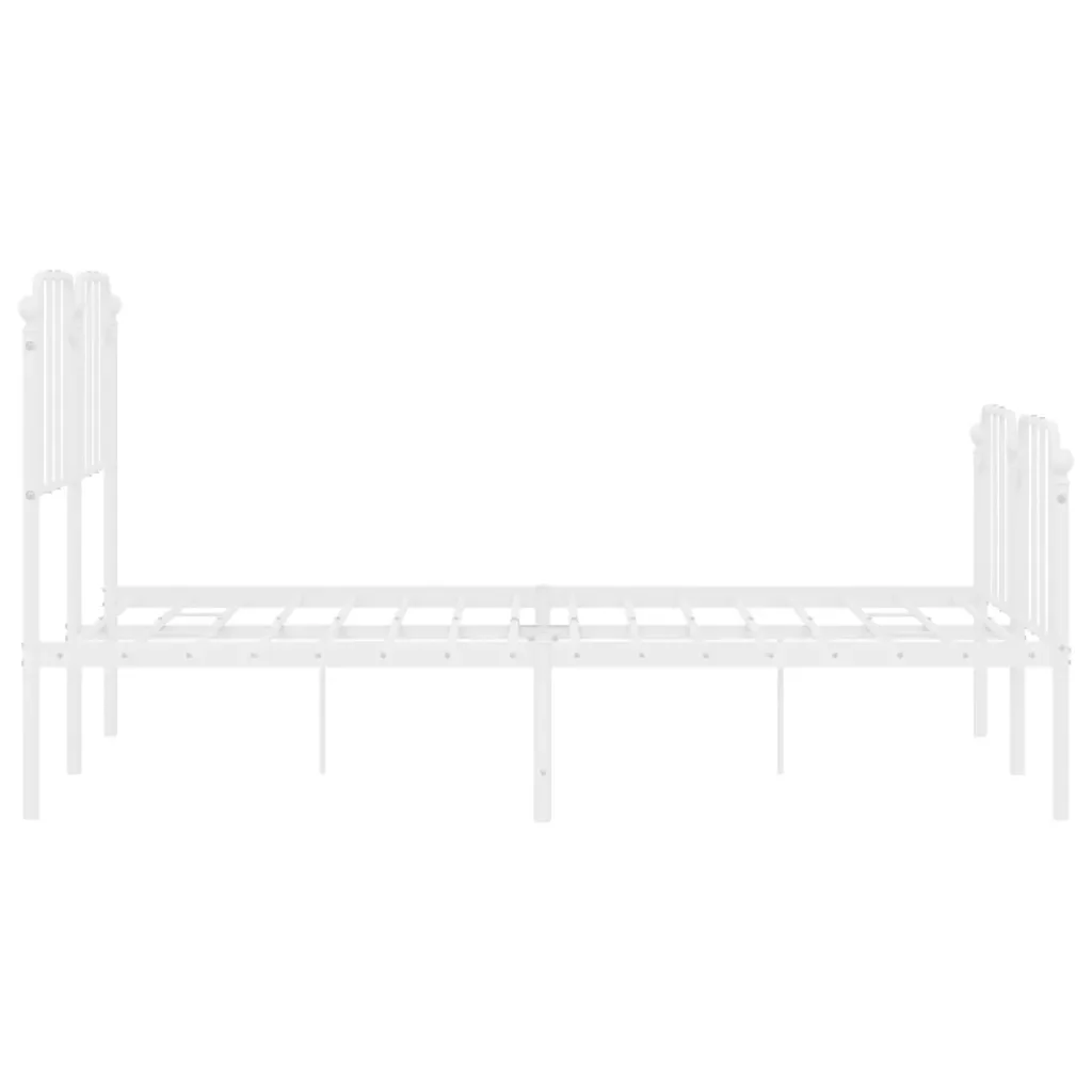 Letto matrimoniale | Letto per adulti | Giroletto con Testiera e Pediera Metallo Bianco 140x190 cm - Image 6