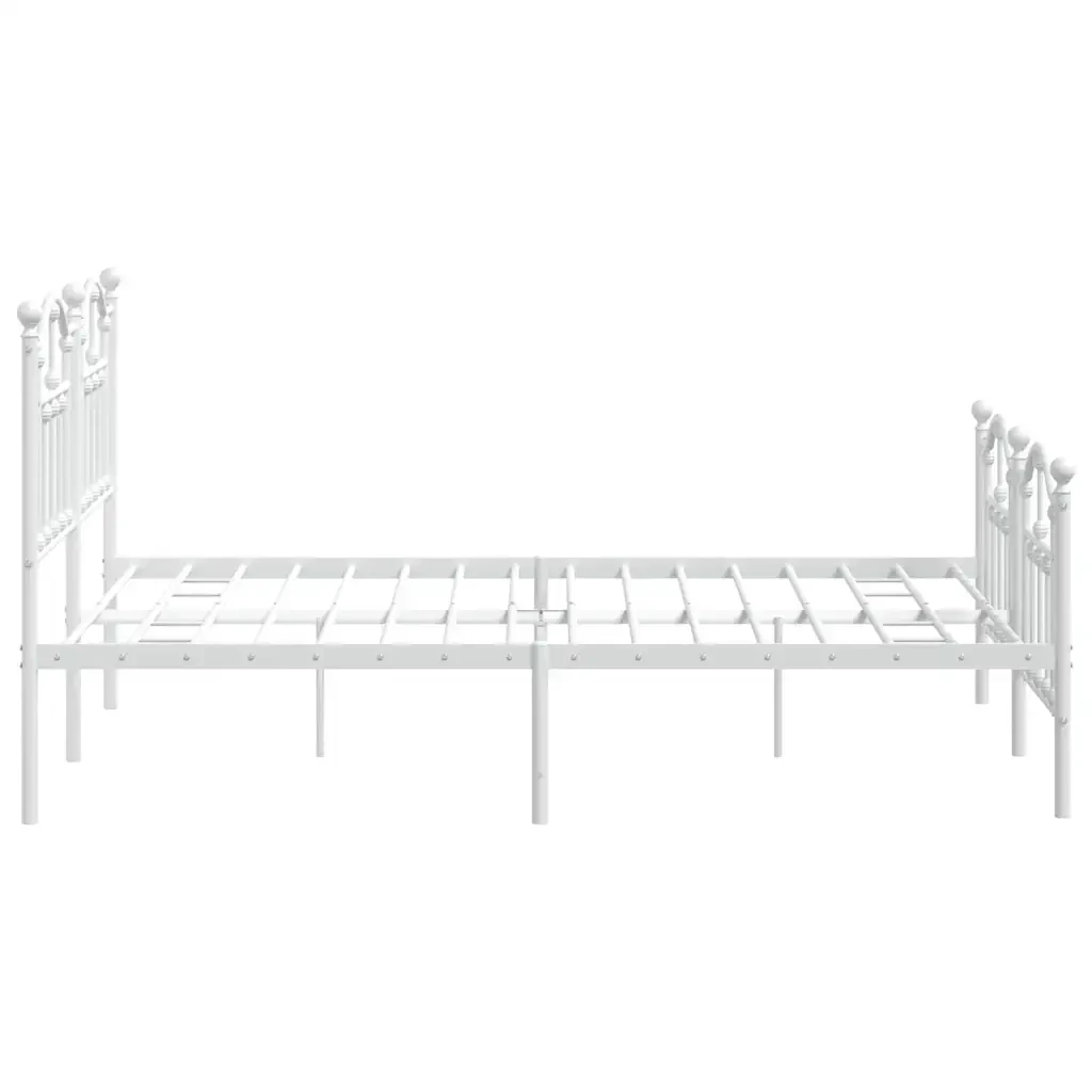 Letto matrimoniale | Letto per adulti | Giroletto con Testiera e Pediera Metallo Bianco 140x190 cm - Image 6