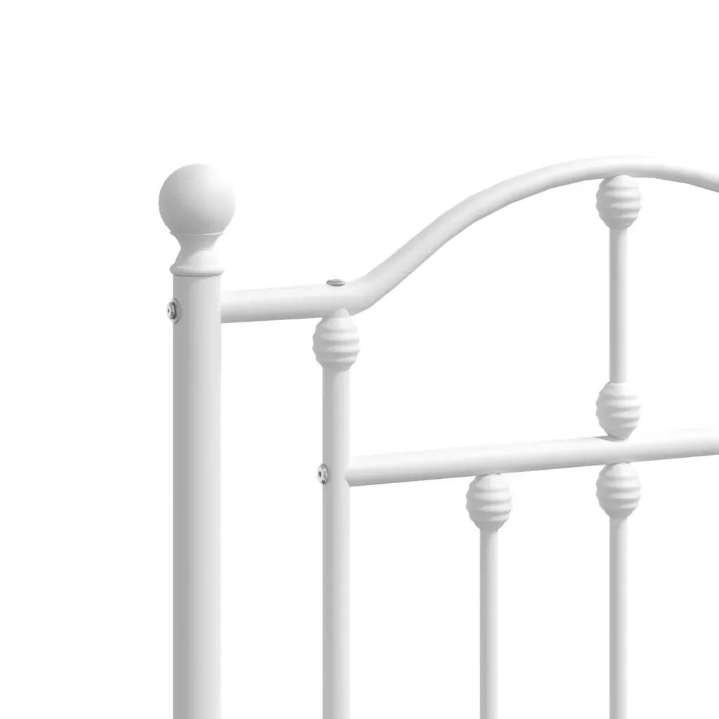 Letto matrimoniale | Letto per adulti | Giroletto con Testiera e Pediera Metallo Bianco 140x190 cm - Image 8