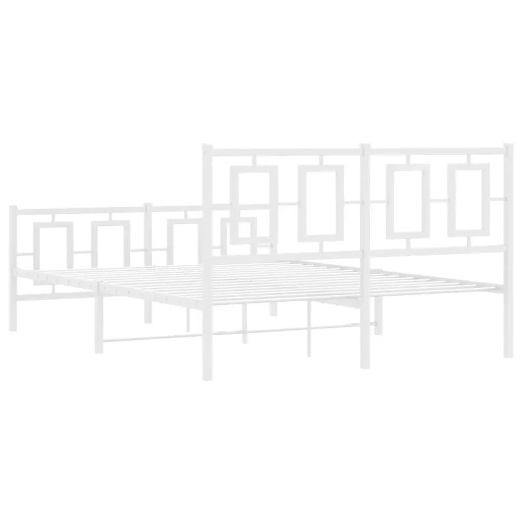 Letto matrimoniale | Letto per adulti | Giroletto con Testiera e Pediera Metallo Bianco 140x190 cm - Image 7