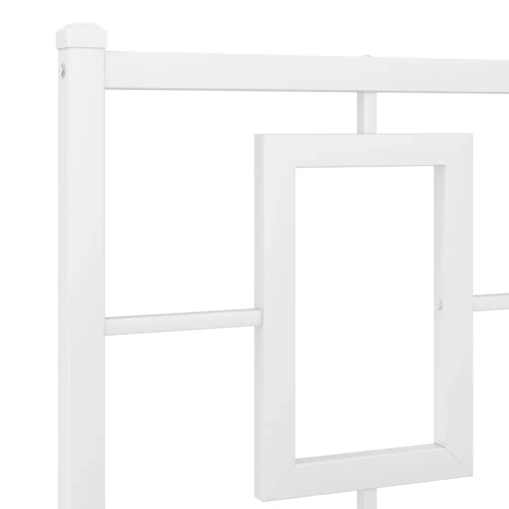Letto matrimoniale | Letto per adulti | Giroletto con Testiera e Pediera Metallo Bianco 140x190 cm - Image 8