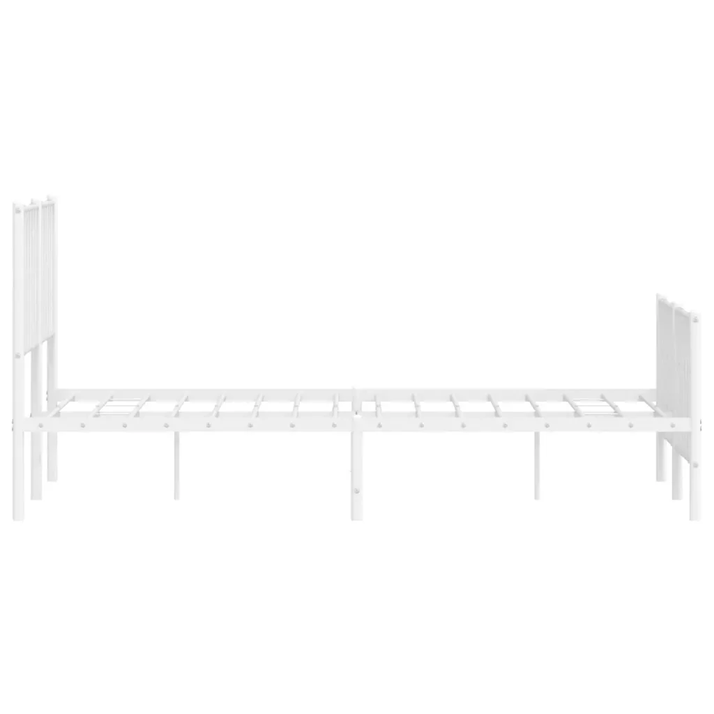 Letto matrimoniale | Letto per adulti | Giroletto con Testiera e Pediera Metallo Bianco 140x190 cm - Image 6