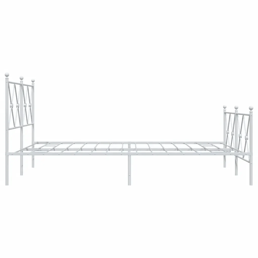 Letto matrimoniale | Letto per adulti | Giroletto con Testiera e Pediera Metallo Bianco 140x190 cm - Image 5