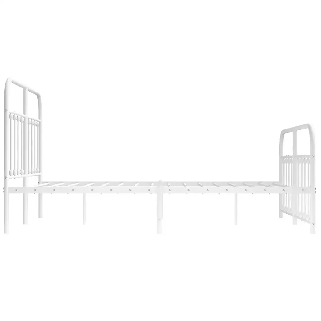 Letto matrimoniale | Letto per adulti | Giroletto con Testiera e Pediera Metallo Bianco 140x190 cm - Image 7
