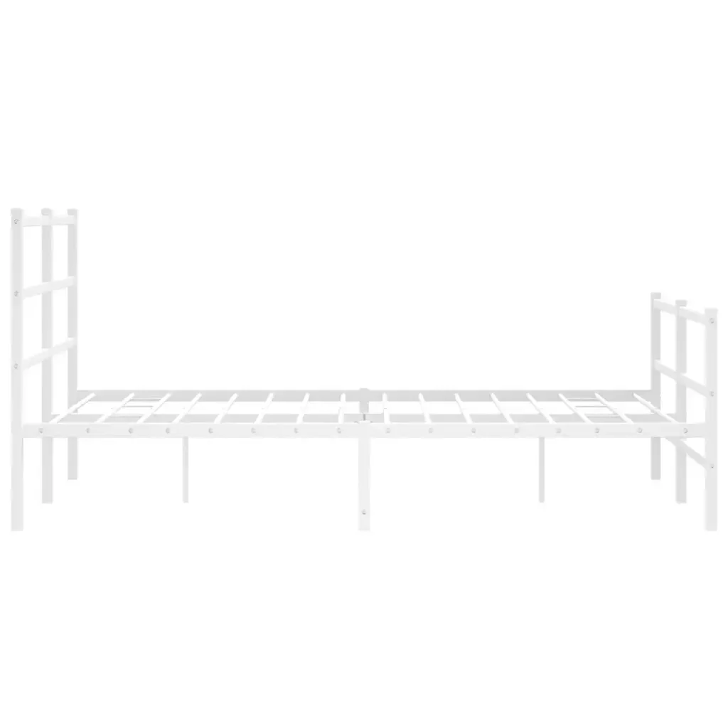Letto matrimoniale | Letto per adulti | Giroletto con Testiera e Pediera Metallo Bianco 140x190 cm - Image 6