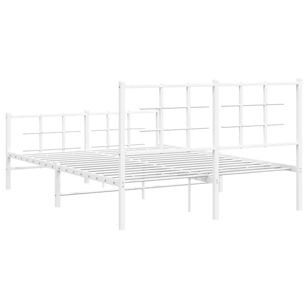 Letto matrimoniale | Letto per adulti | Giroletto con Testiera e Pediera Metallo Bianco 140x190 cm - Image 7
