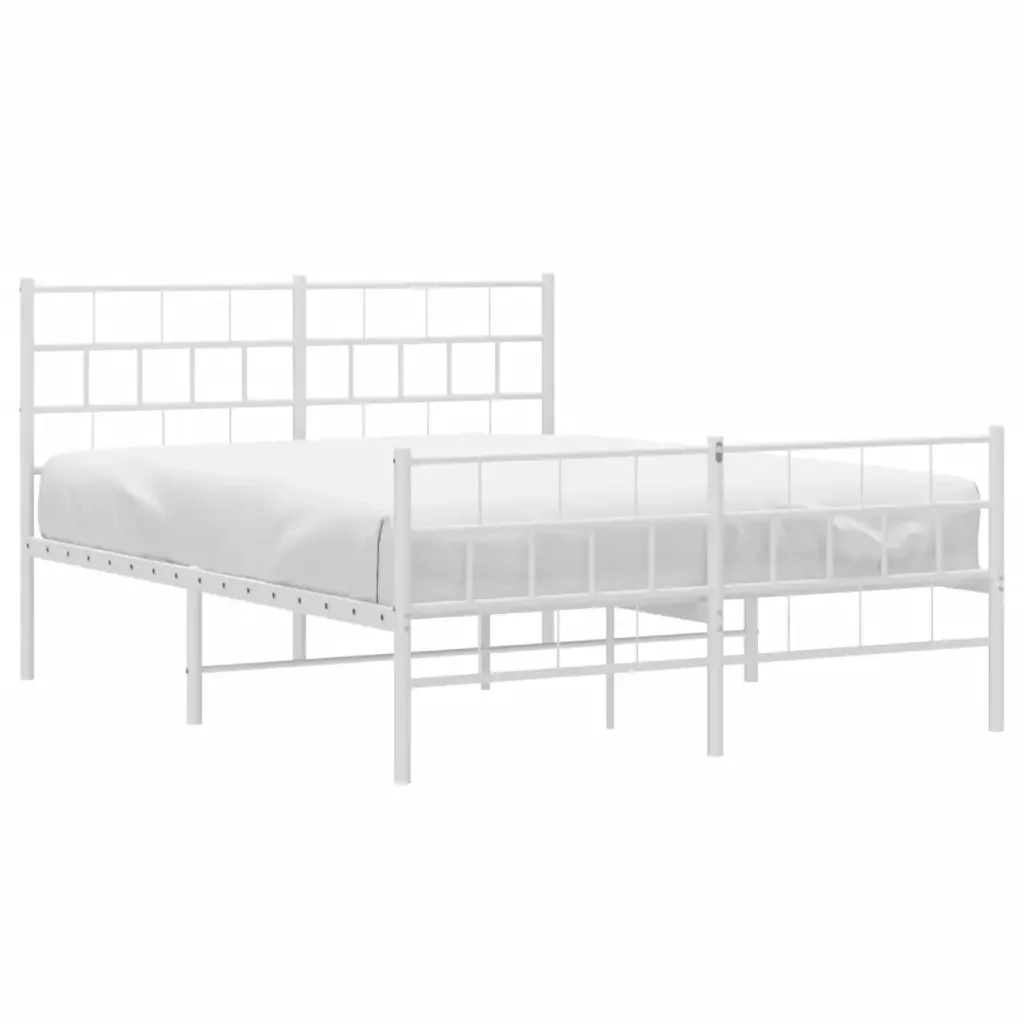 Letto matrimoniale | Letto per adulti | Giroletto con Testiera e Pediera Metallo Bianco 140x190 cm - Image 4