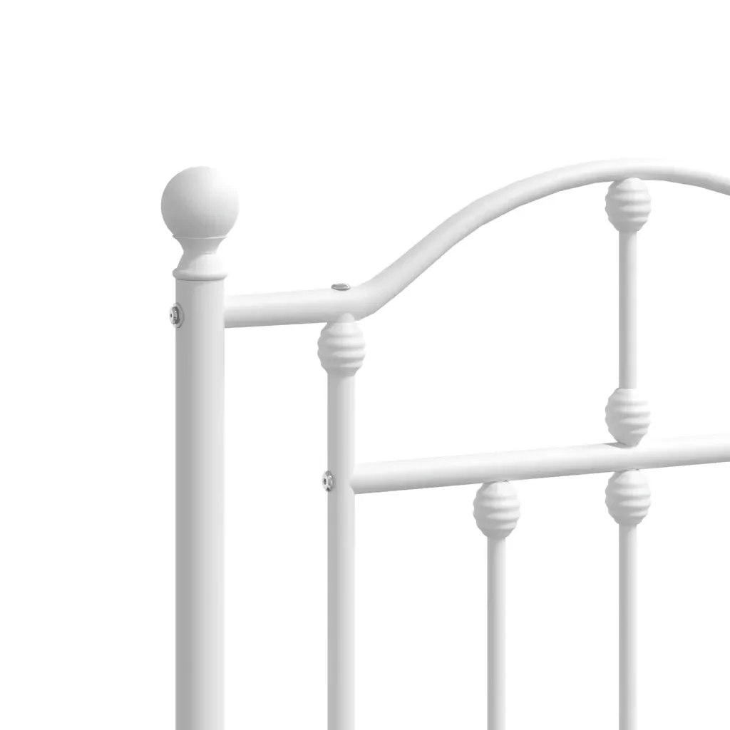 Letto matrimoniale | Letto per adulti | Giroletto con Testiera e Pediera Metallo Bianco 140x200 cm - Image 8